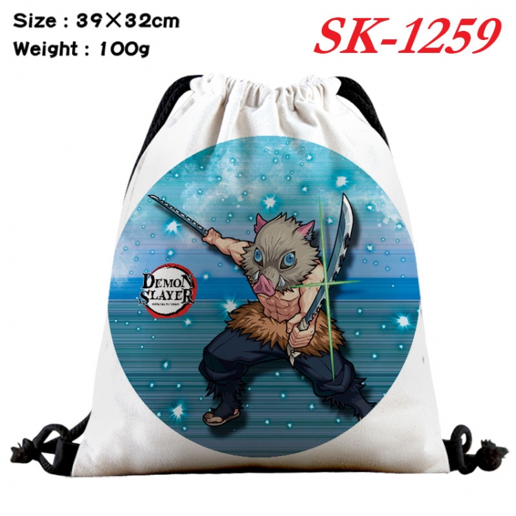 Demon Slayer Kimets cartoon Waterproof Nylon Full Color Drawstring Pocket 39x32cm   sk-1259