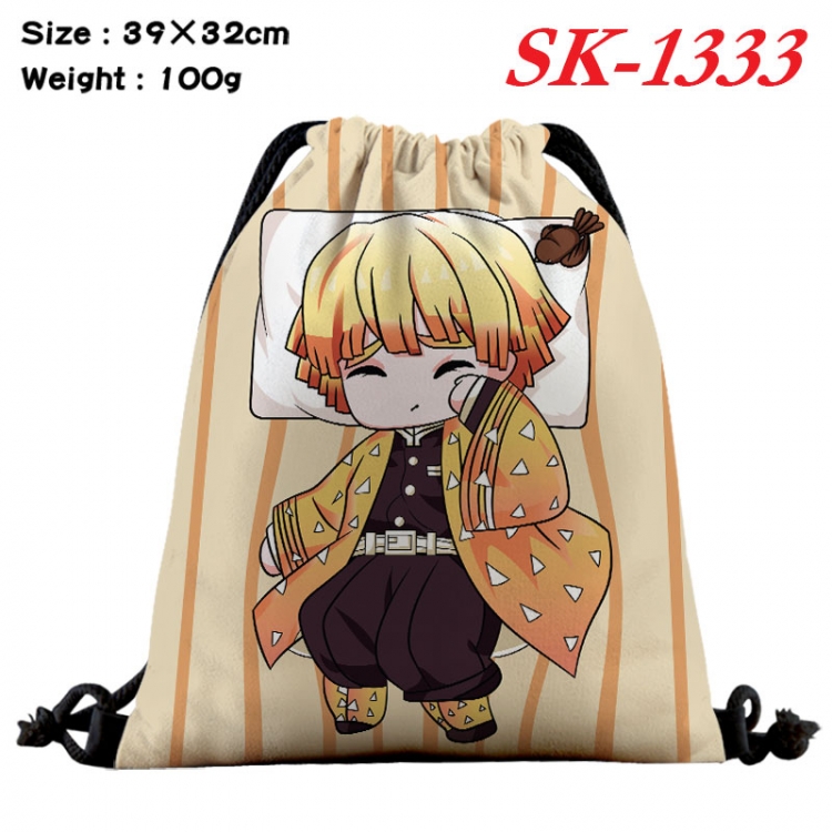 Demon Slayer Kimets cartoon Waterproof Nylon Full Color Drawstring Pocket 39x32cm    sk-1333