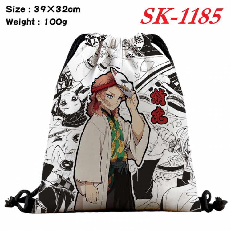 Demon Slayer Kimets cartoon Waterproof Nylon Full Color Drawstring Pocket 39x32cm    sk-1185