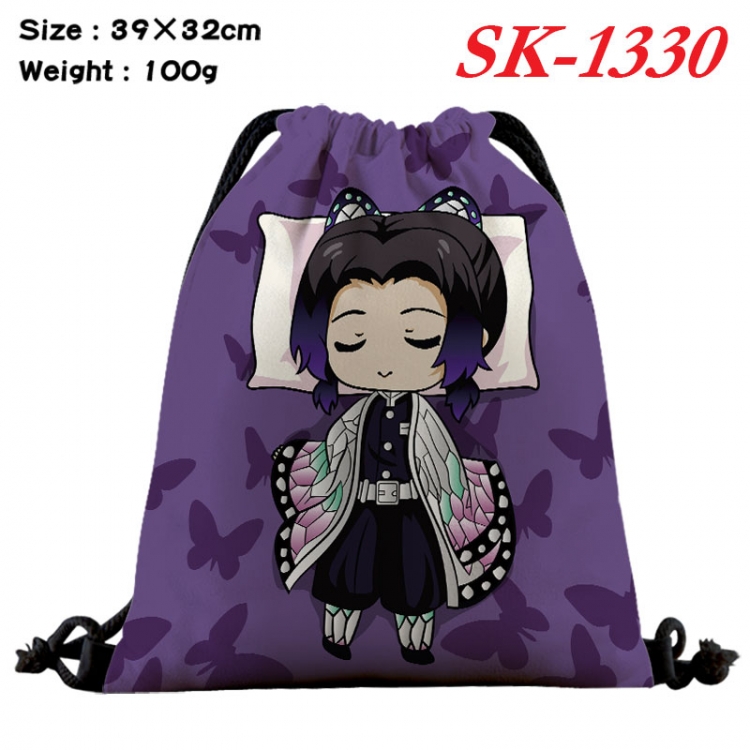 Demon Slayer Kimets cartoon Waterproof Nylon Full Color Drawstring Pocket 39x32cm  sk-1330