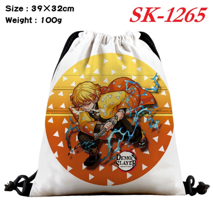 Demon Slayer Kimets cartoon Waterproof Nylon Full Color Drawstring Pocket 39x32cm  sk-1265