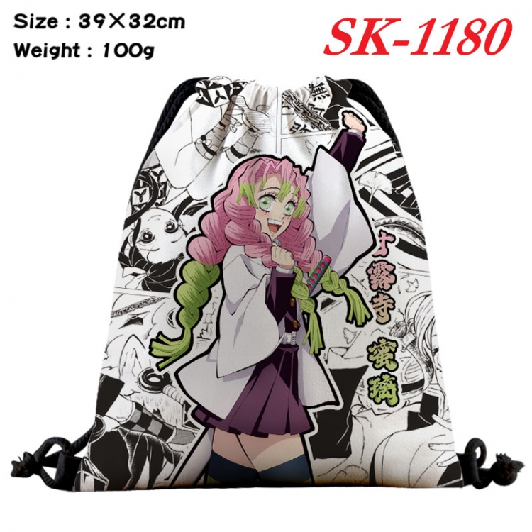 Demon Slayer Kimets cartoon Waterproof Nylon Full Color Drawstring Pocket 39x32cm   sk-1180