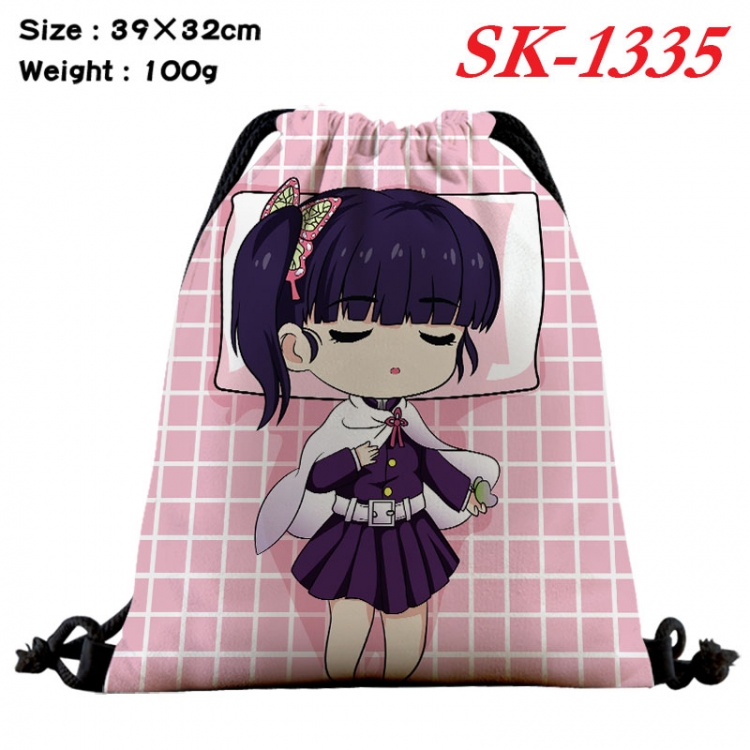 Demon Slayer Kimets cartoon Waterproof Nylon Full Color Drawstring Pocket 39x32cm  sk-1335