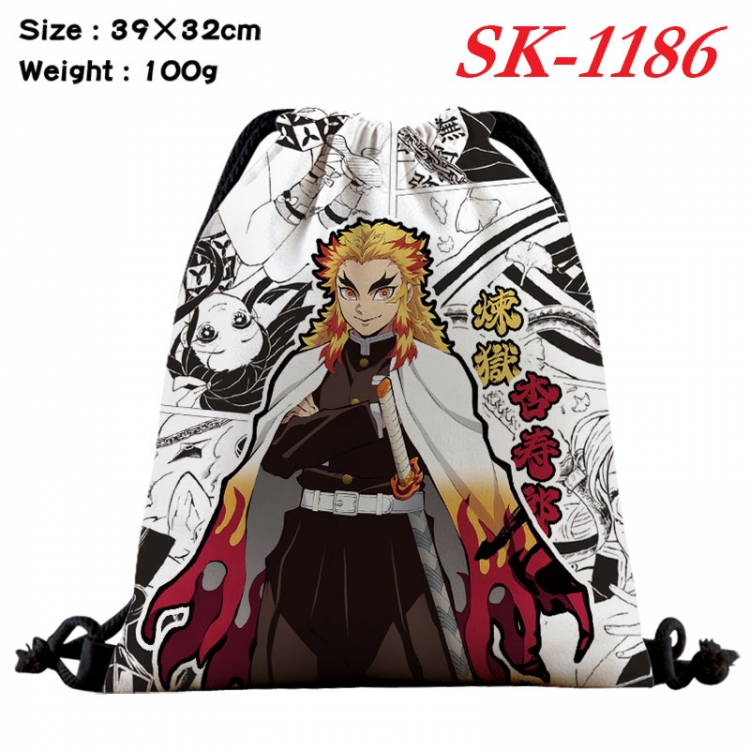 Demon Slayer Kimets cartoon Waterproof Nylon Full Color Drawstring Pocket 39x32cm  sk-1186