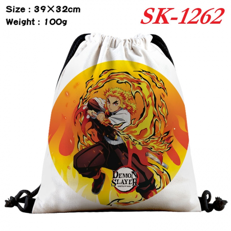 Demon Slayer Kimets cartoon Waterproof Nylon Full Color Drawstring Pocket 39x32cm    sk-1262