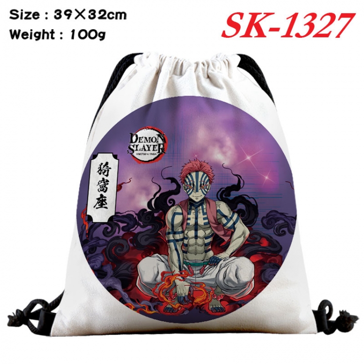 Demon Slayer Kimets cartoon Waterproof Nylon Full Color Drawstring Pocket 39x32cm   sk-1327