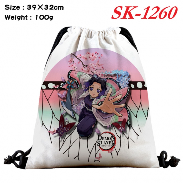 Demon Slayer Kimets cartoon Waterproof Nylon Full Color Drawstring Pocket 39x32cm sk-1260