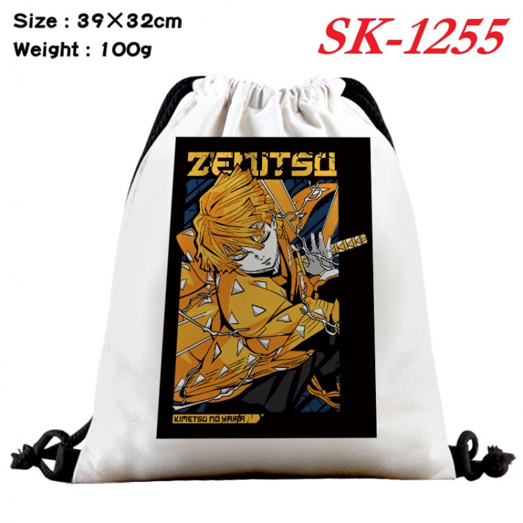 Demon Slayer Kimets cartoon Waterproof Nylon Full Color Drawstring Pocket 39x32cm   sk-1255