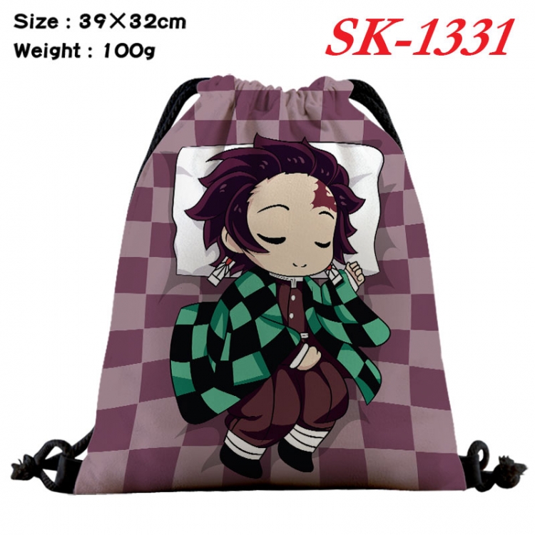 Demon Slayer Kimets cartoon Waterproof Nylon Full Color Drawstring Pocket 39x32cm  sk-1331