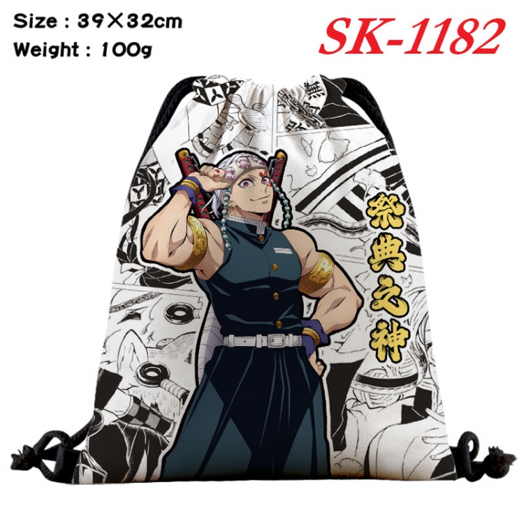 Demon Slayer Kimets cartoon Waterproof Nylon Full Color Drawstring Pocket 39x32cm    sk-1182