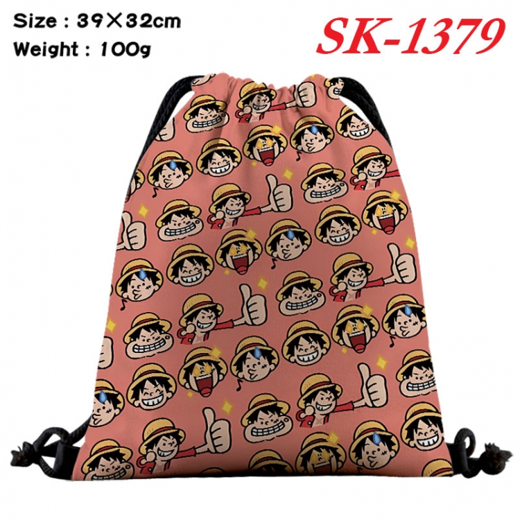 One Piece cartoon Waterproof Nylon Full Color Drawstring Pocket 39x32cm   sk-1379