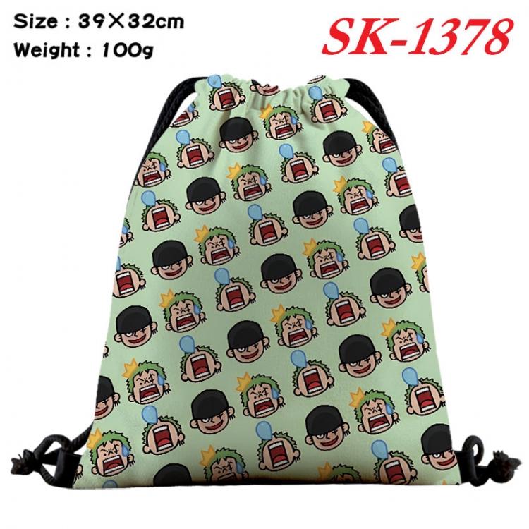 One Piece cartoon Waterproof Nylon Full Color Drawstring Pocket 39x32cm   sk-1378