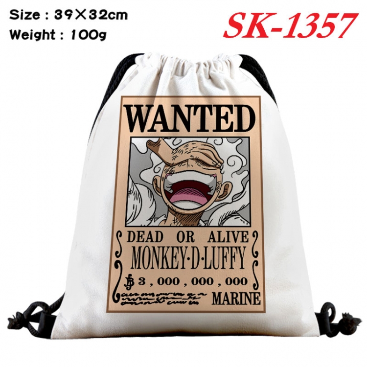 One Piece cartoon Waterproof Nylon Full Color Drawstring Pocket 39x32cm  sk-1357