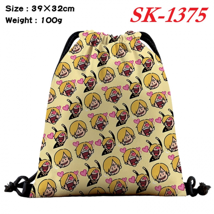 One Piece cartoon Waterproof Nylon Full Color Drawstring Pocket 39x32cm   sk-1375