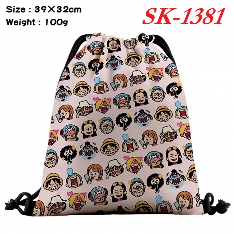 One Piece cartoon Waterproof Nylon Full Color Drawstring Pocket 39x32cm  sk-1381