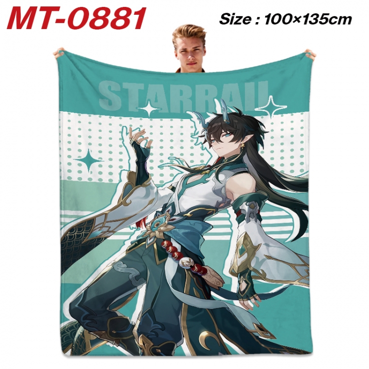 Honkai: Star Rail Anime flannel blanket air conditioner quilt double-sided printing 100x135cm