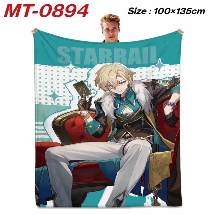 Honkai: Star Rail Anime flannel blanket air conditioner quilt double-sided printing 100x135cm