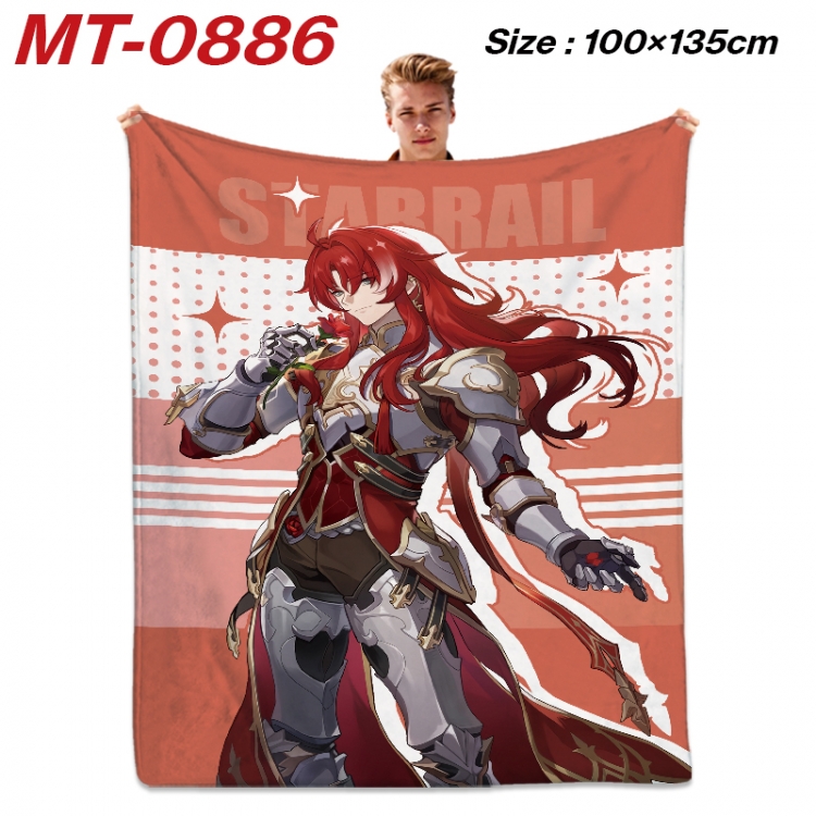 Honkai: Star Rail Anime flannel blanket air conditioner quilt double-sided printing 100x135cm