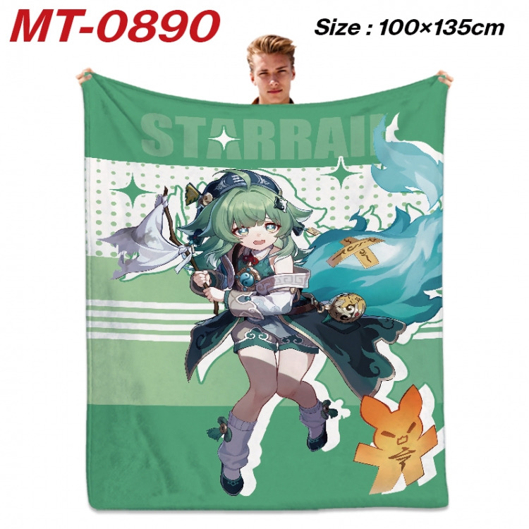 Honkai: Star Rail Anime flannel blanket air conditioner quilt double-sided printing 100x135cm