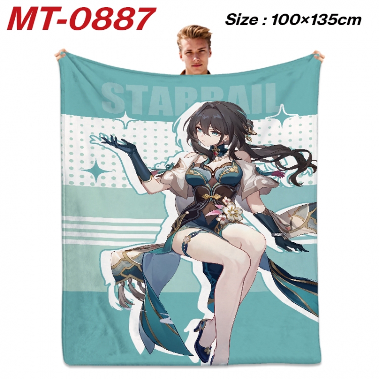 Honkai: Star Rail Anime flannel blanket air conditioner quilt double-sided printing 100x135cm