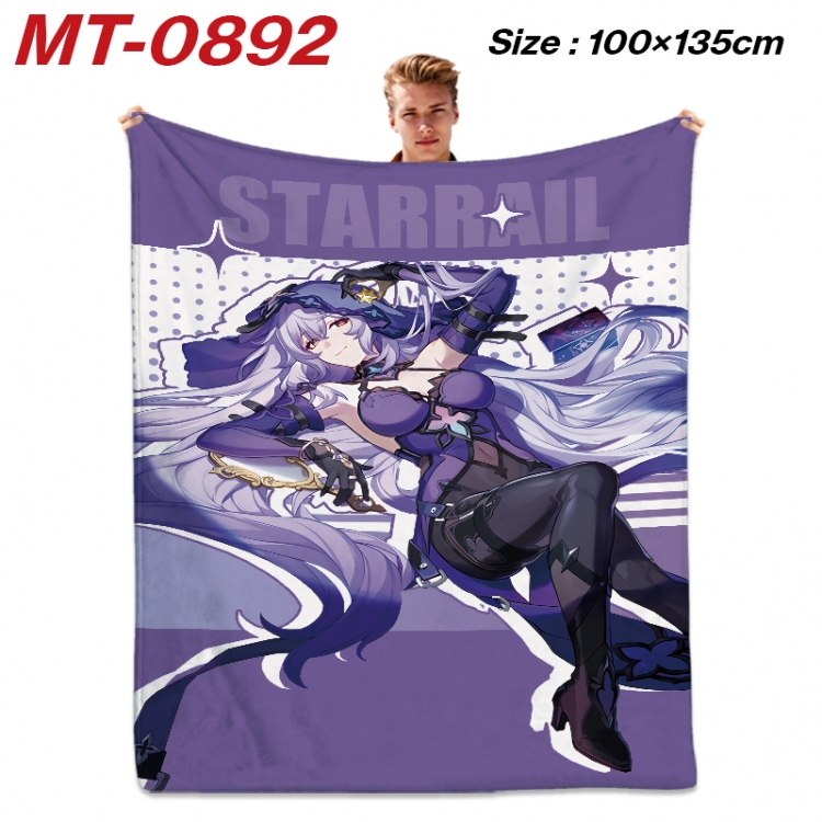 Honkai: Star Rail Anime flannel blanket air conditioner quilt double-sided printing 100x135cm