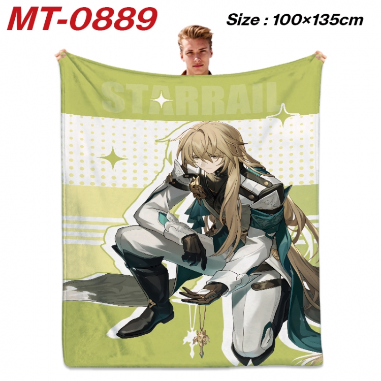 Honkai: Star Rail Anime flannel blanket air conditioner quilt double-sided printing 100x135cm