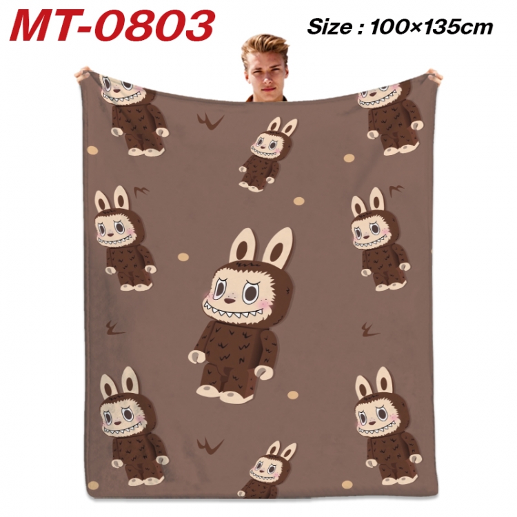 Labubu Anime flannel blanket air conditioner quilt double-sided printing 100x135cm