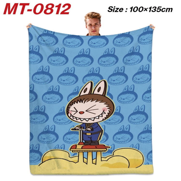 Labubu Anime flannel blanket air conditioner quilt double-sided printing 100x135cm