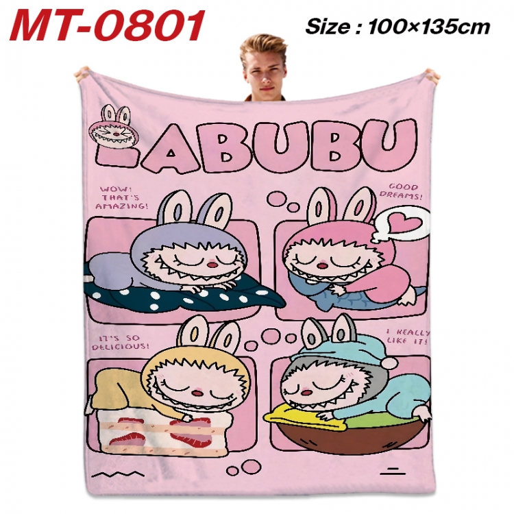 Labubu Anime flannel blanket air conditioner quilt double-sided printing 100x135cm