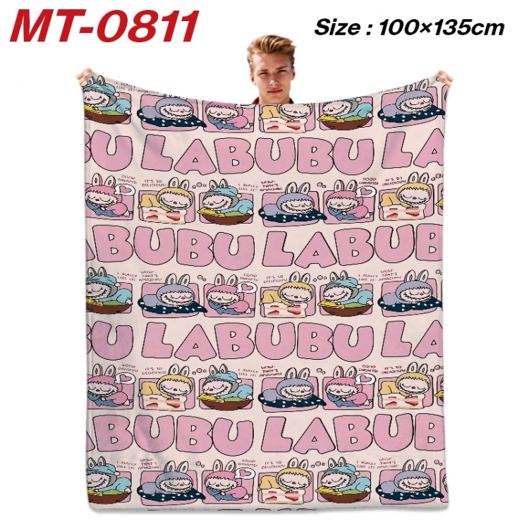 Labubu Anime flannel blanket air conditioner quilt double-sided printing 100x135cm