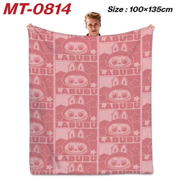 Labubu Anime flannel blanket air conditioner quilt double-sided printing 100x135cm