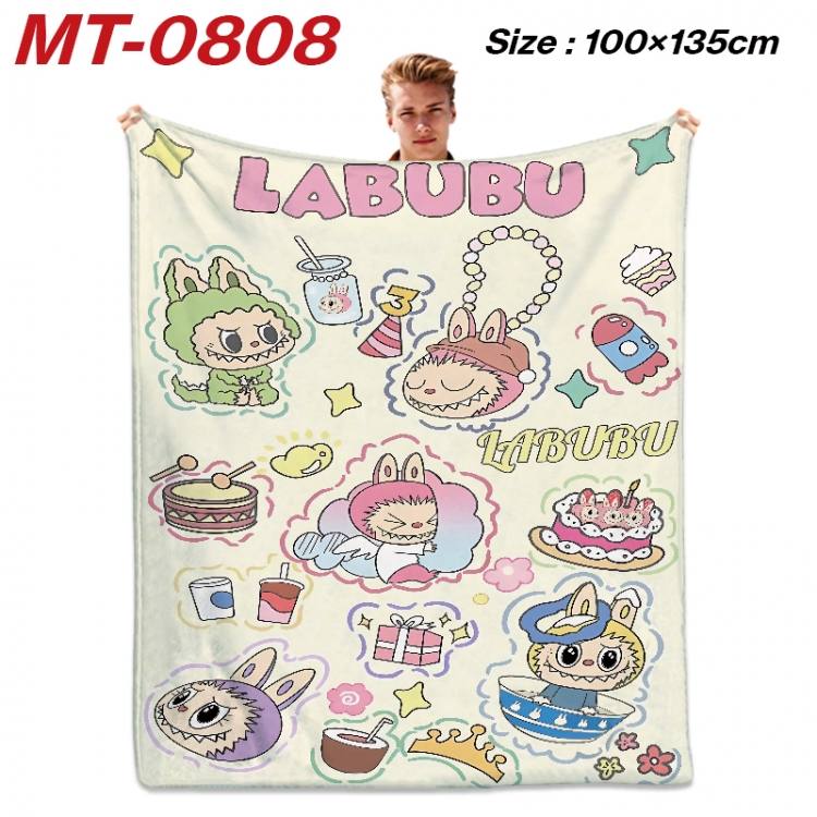 Labubu Anime flannel blanket air conditioner quilt double-sided printing 100x135cm