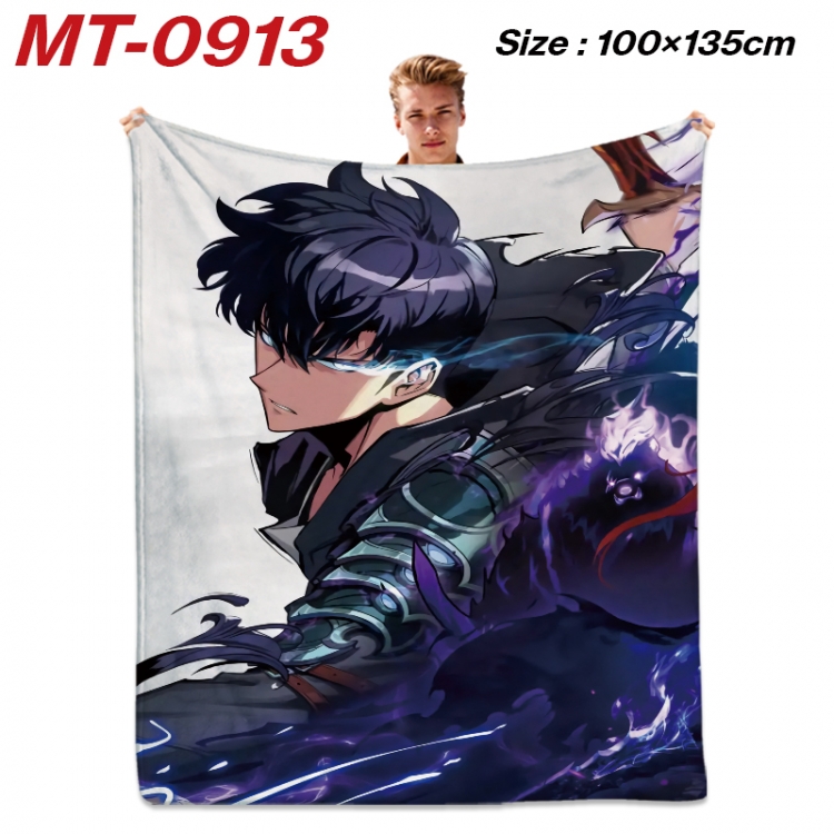 Solo Leveling:Arise  Anime flannel blanket air conditioner quilt double-sided printing 100x135cm