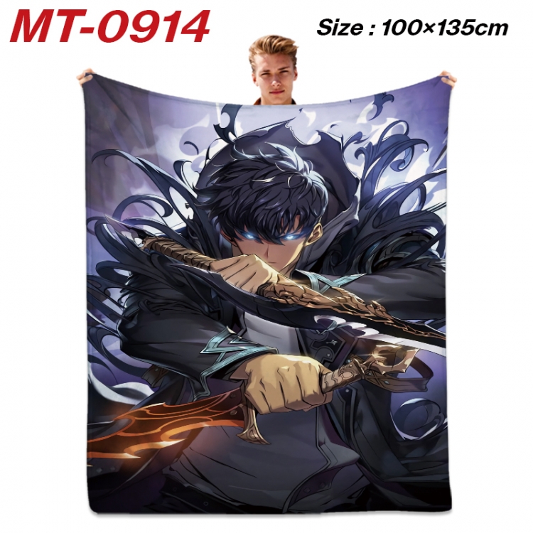 Solo Leveling:Arise  Anime flannel blanket air conditioner quilt double-sided printing 100x135cm