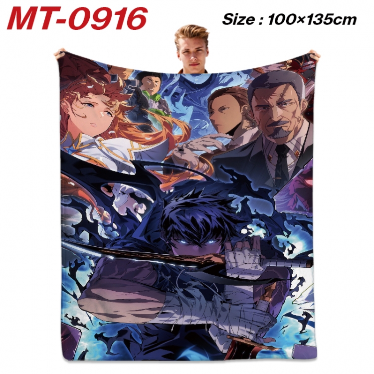 Solo Leveling:Arise  Anime flannel blanket air conditioner quilt double-sided printing 100x135cm