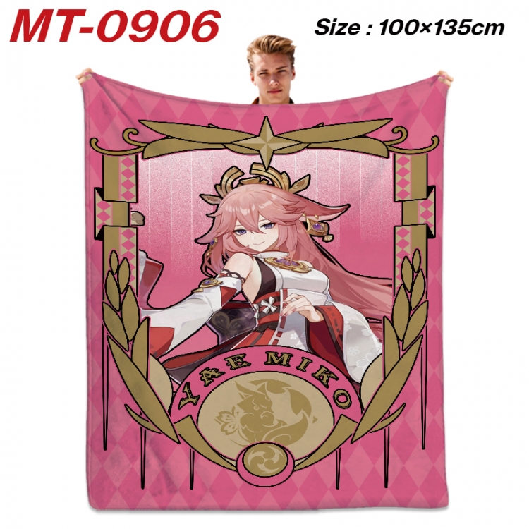 Genshin Impact  Anime flannel blanket air conditioner quilt double-sided printing 100x135cm