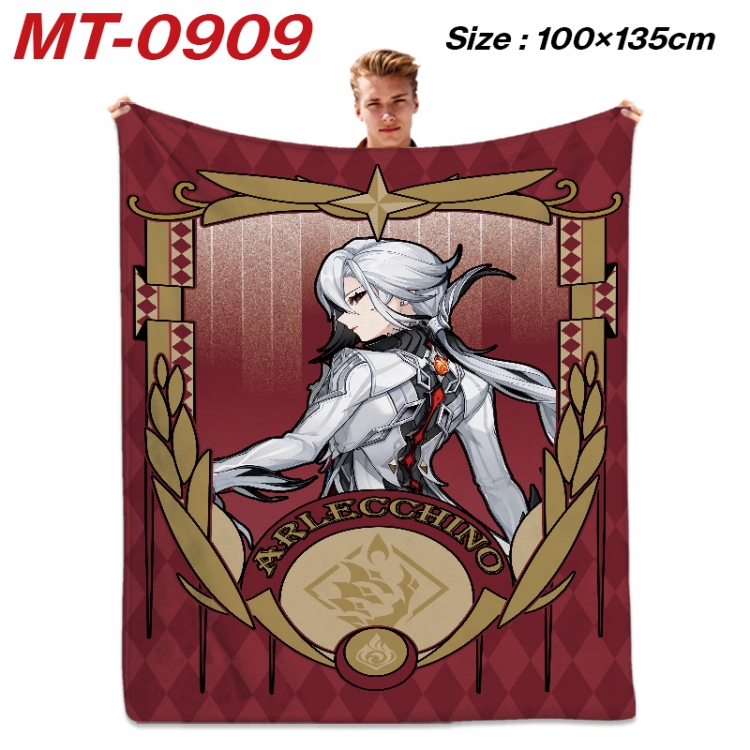 Genshin Impact  Anime flannel blanket air conditioner quilt double-sided printing 100x135cm