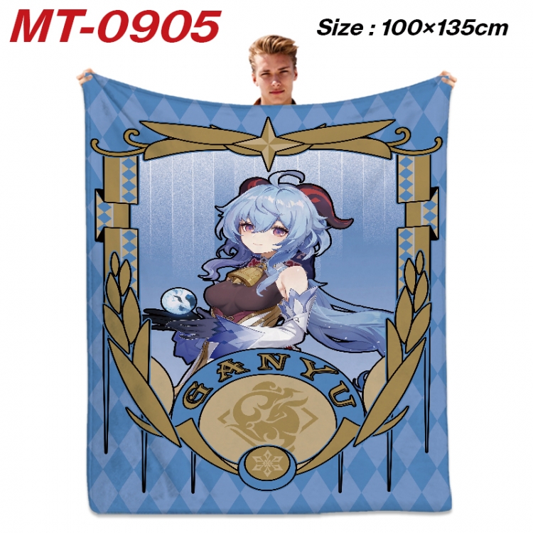 Genshin Impact  Anime flannel blanket air conditioner quilt double-sided printing 100x135cm