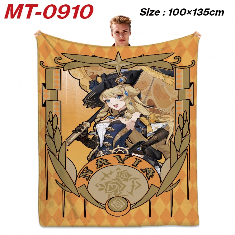 Genshin Impact  Anime flannel blanket air conditioner quilt double-sided printing 100x135cm