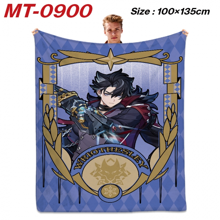 Genshin Impact  Anime flannel blanket air conditioner quilt double-sided printing 100x135cm