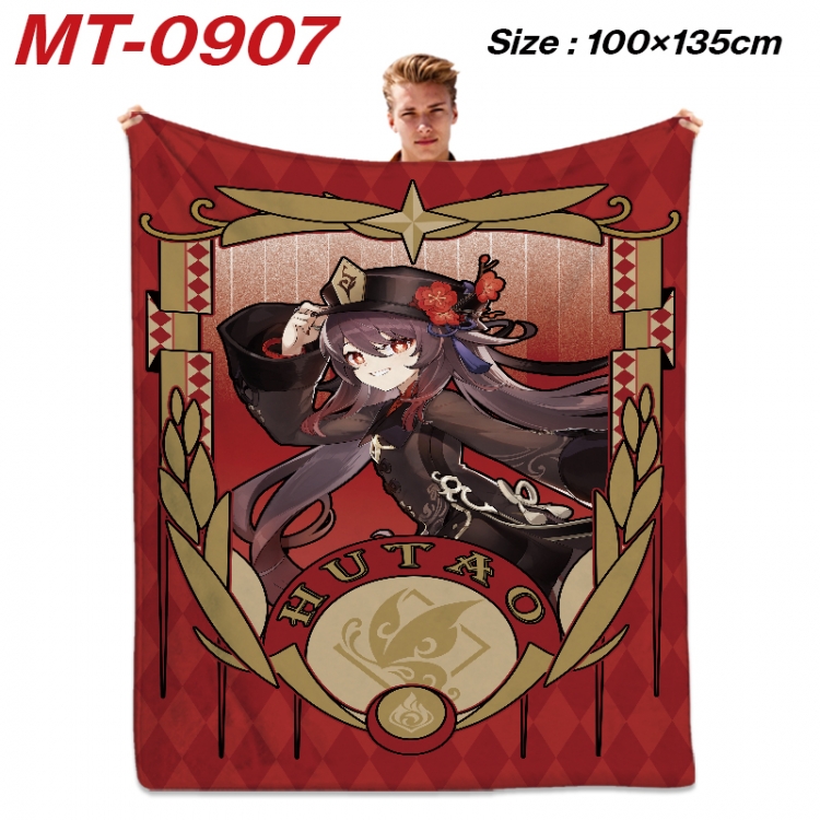 Genshin Impact  Anime flannel blanket air conditioner quilt double-sided printing 100x135cm