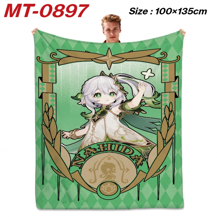 Genshin Impact  Anime flannel blanket air conditioner quilt double-sided printing 100x135cm