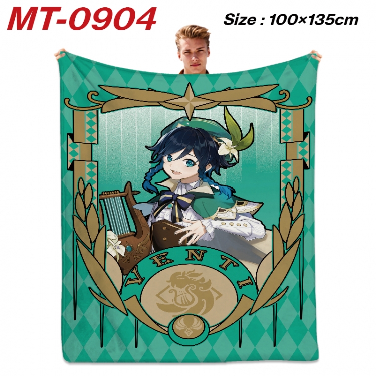 Genshin Impact  Anime flannel blanket air conditioner quilt double-sided printing 100x135cm