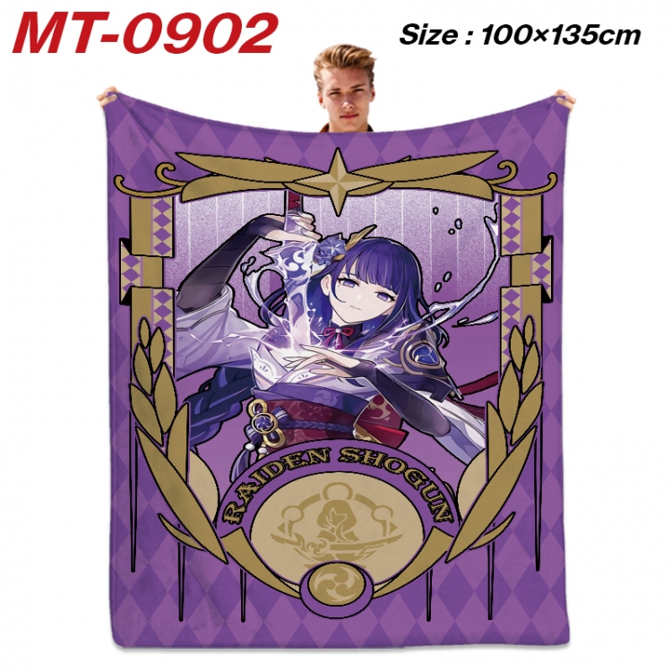 Genshin Impact  Anime flannel blanket air conditioner quilt double-sided printing 100x135cm