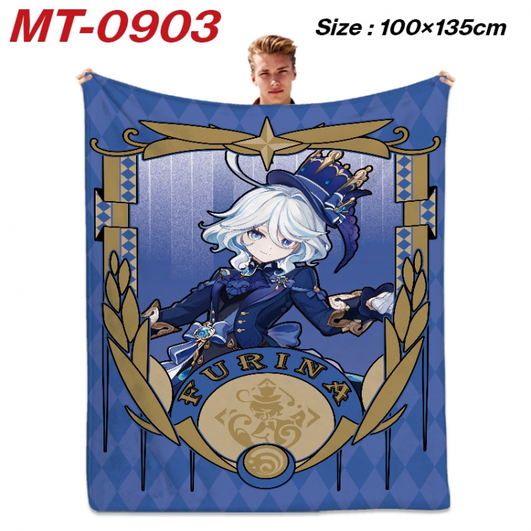 Genshin Impact  Anime flannel blanket air conditioner quilt double-sided printing 100x135cm