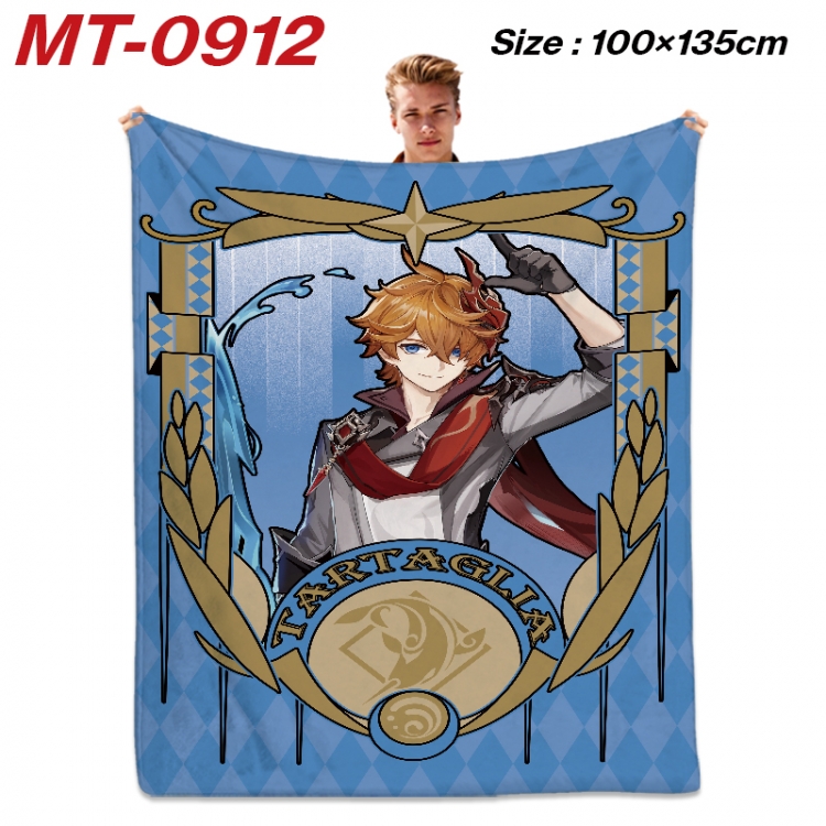 Genshin Impact  Anime flannel blanket air conditioner quilt double-sided printing 100x135cm