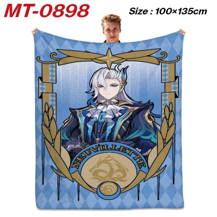 Genshin Impact  Anime flannel blanket air conditioner quilt double-sided printing 100x135cm