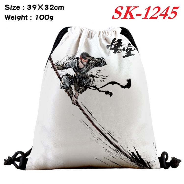 Black Myth Wukong cartoon Waterproof Nylon Full Color Drawstring Pocket 39x32cm