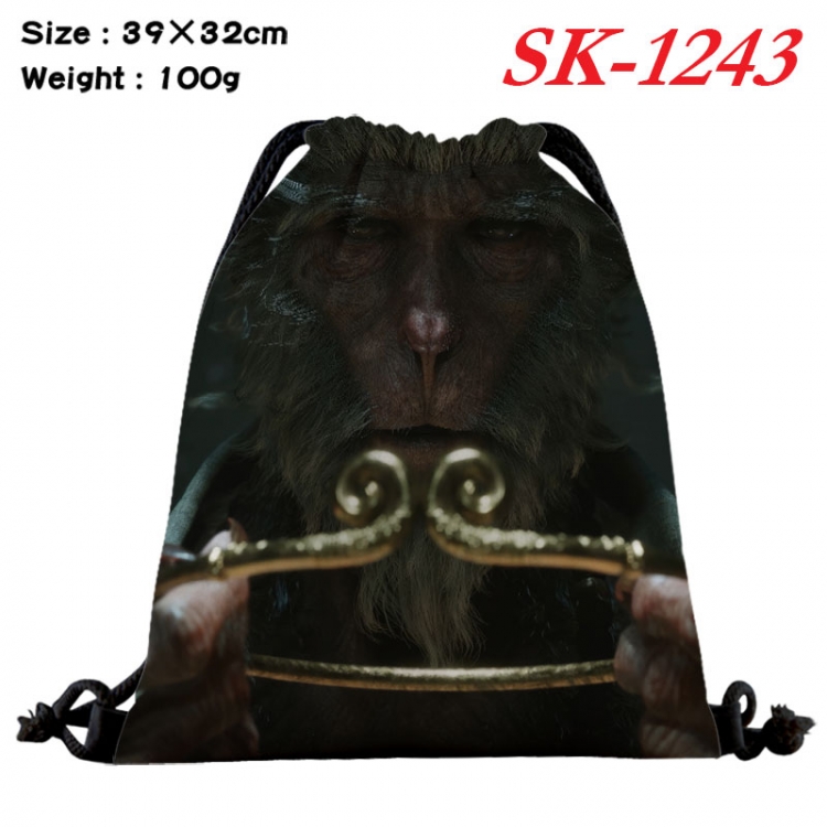 Black Myth Wukong cartoon Waterproof Nylon Full Color Drawstring Pocket 39x32cm