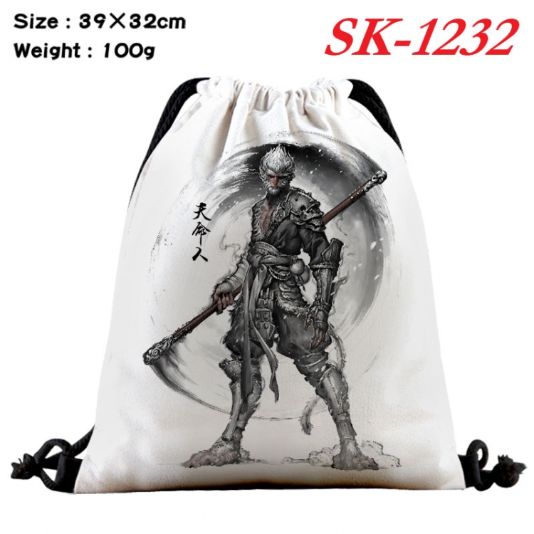 Black Myth Wukong cartoon Waterproof Nylon Full Color Drawstring Pocket 39x32cm